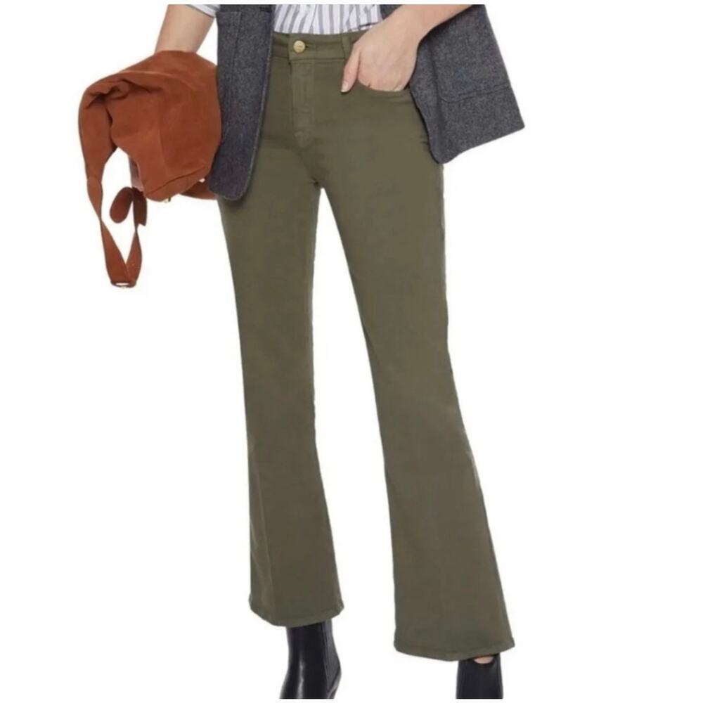 FRAME Le Crop Mini Boot Pants Womens Size 31 Army Green